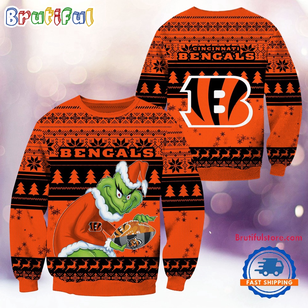 NFL Cincinnati Bengals Football Grinch Christmas Ugly Sweater