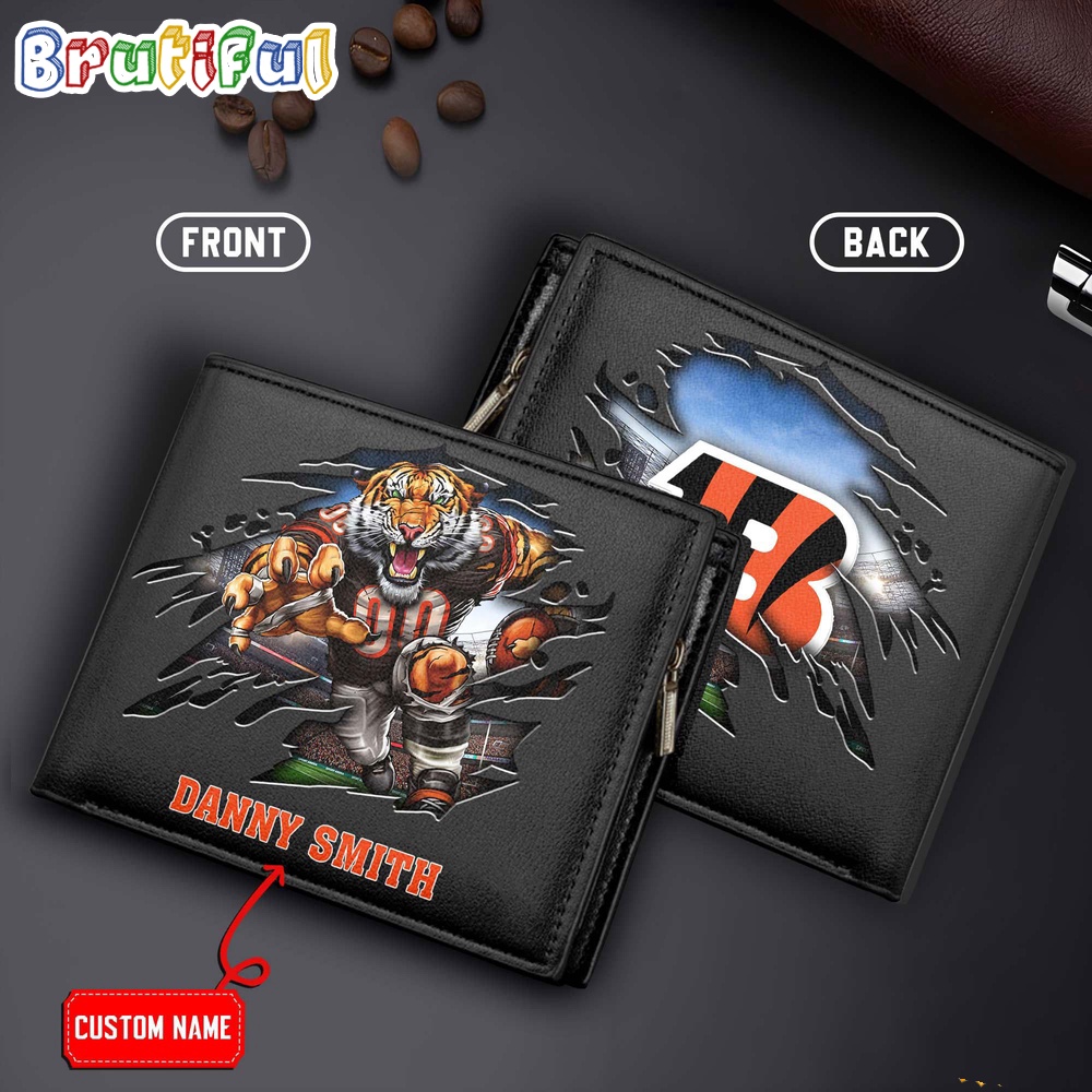NFL Cincinnati Bengals Mascot Football Mens Leather Wallet 1