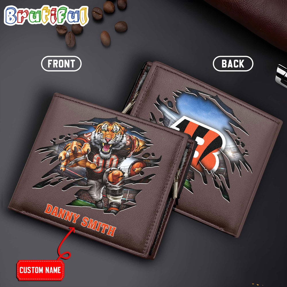 NFL Cincinnati Bengals Mascot Football Mens Leather Wallet 2