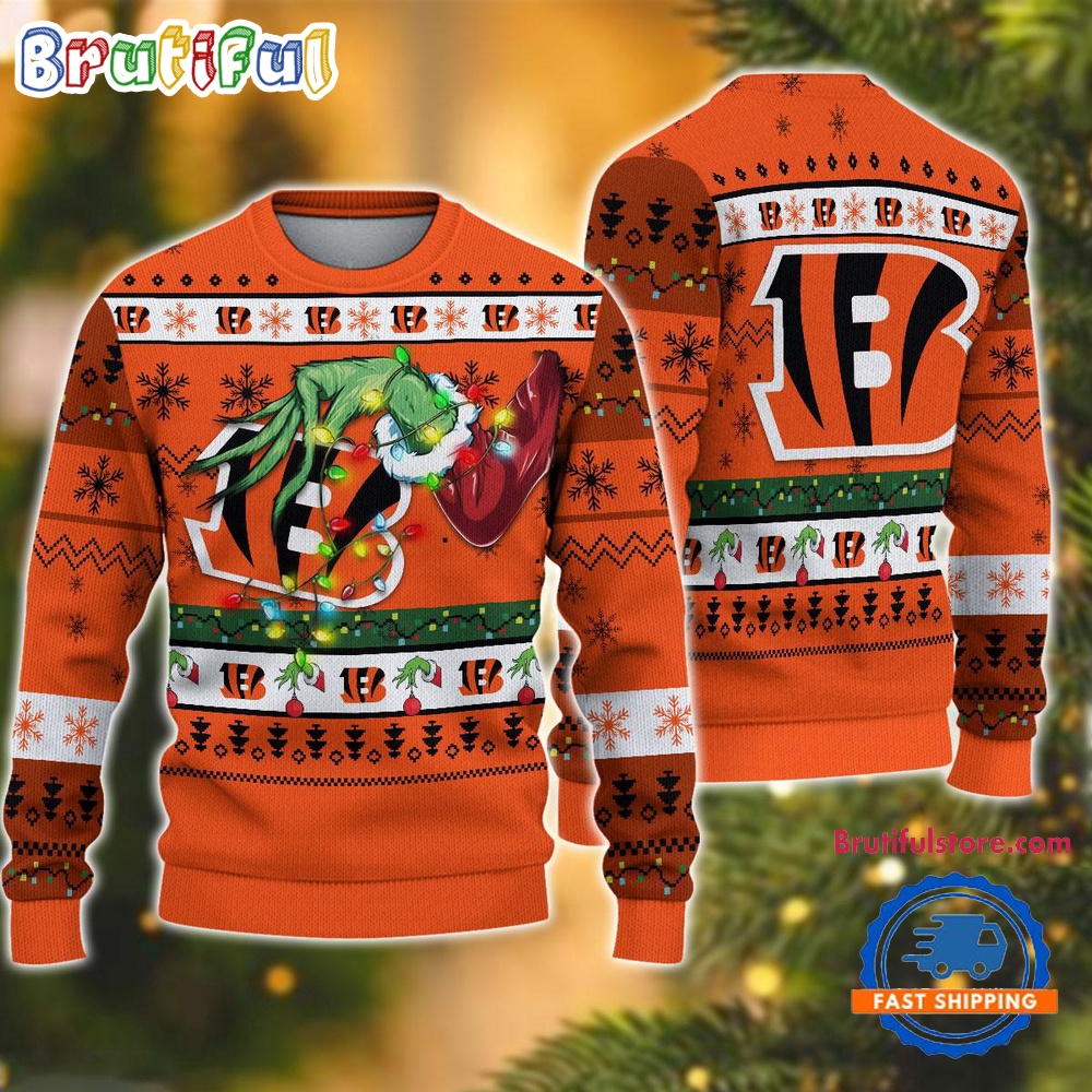 NFL Cincinnati Bengals Special Grinchs Hand Football Christmas Ugly Sweater