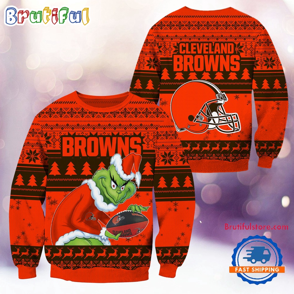 NFL Cleveland Browns Football Grinch Christmas Ugly Sweater