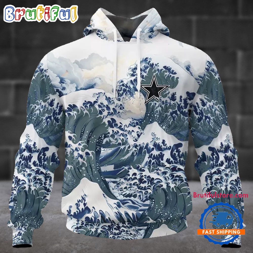 NFL Dallas Cowboys Football Great Wave All Over Print Hoodie 1