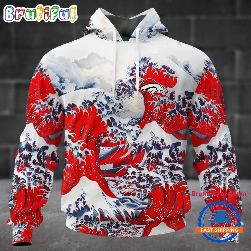 NFL Denver Broncos Football Great Wave All Over Print Hoodie 1