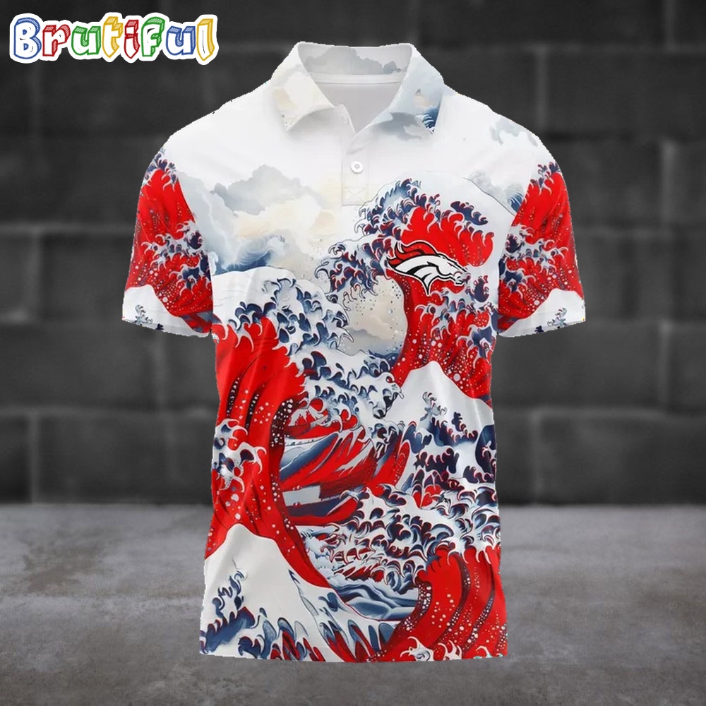NFL Denver Broncos Football Great Wave Polo Shirt 1