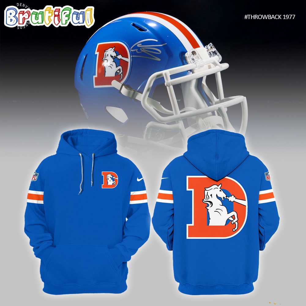 NFL Denver Broncos Throwback 1977 Navy Hoodie