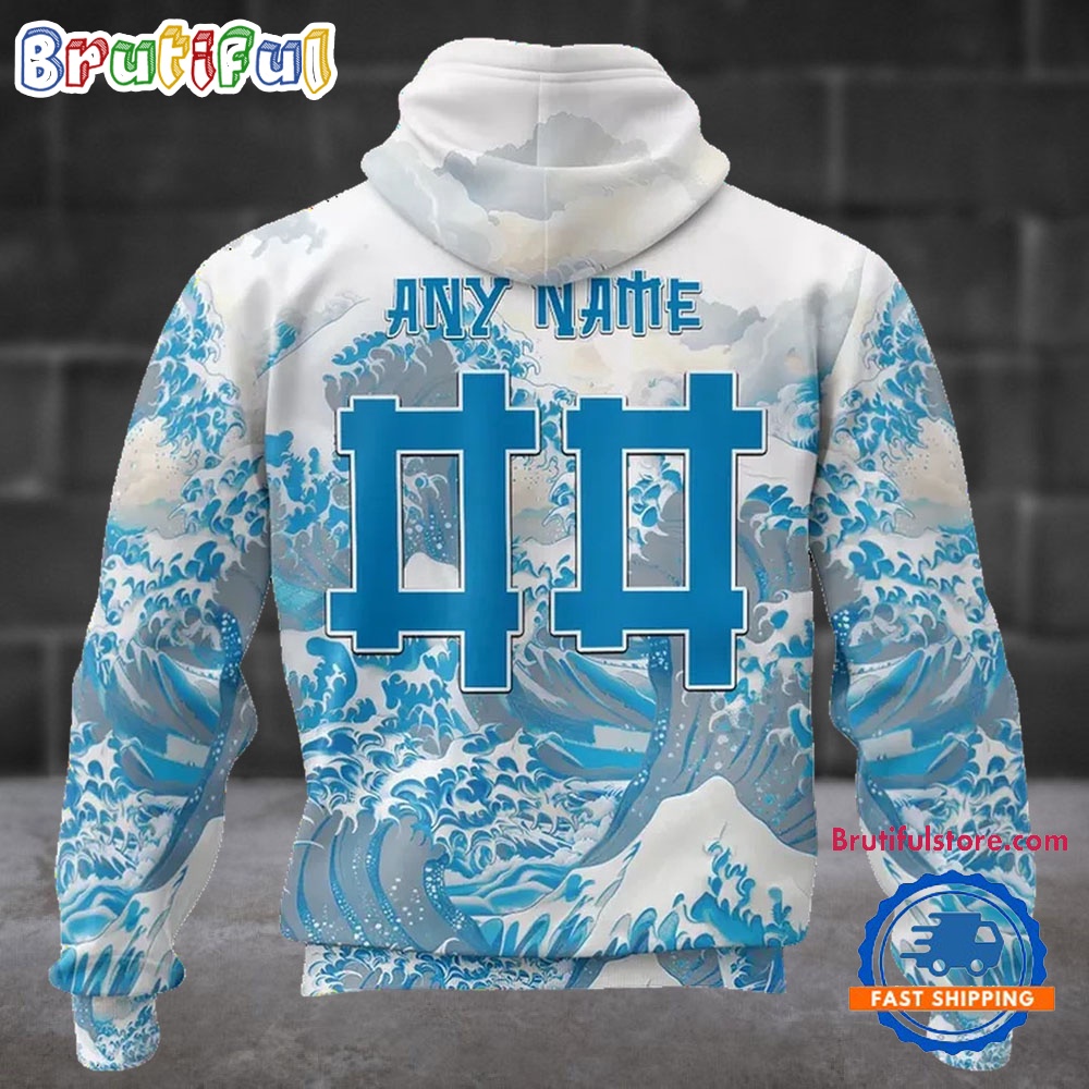 NFL Detroit Lions Football Great Wave All Over Print Hoodie 2