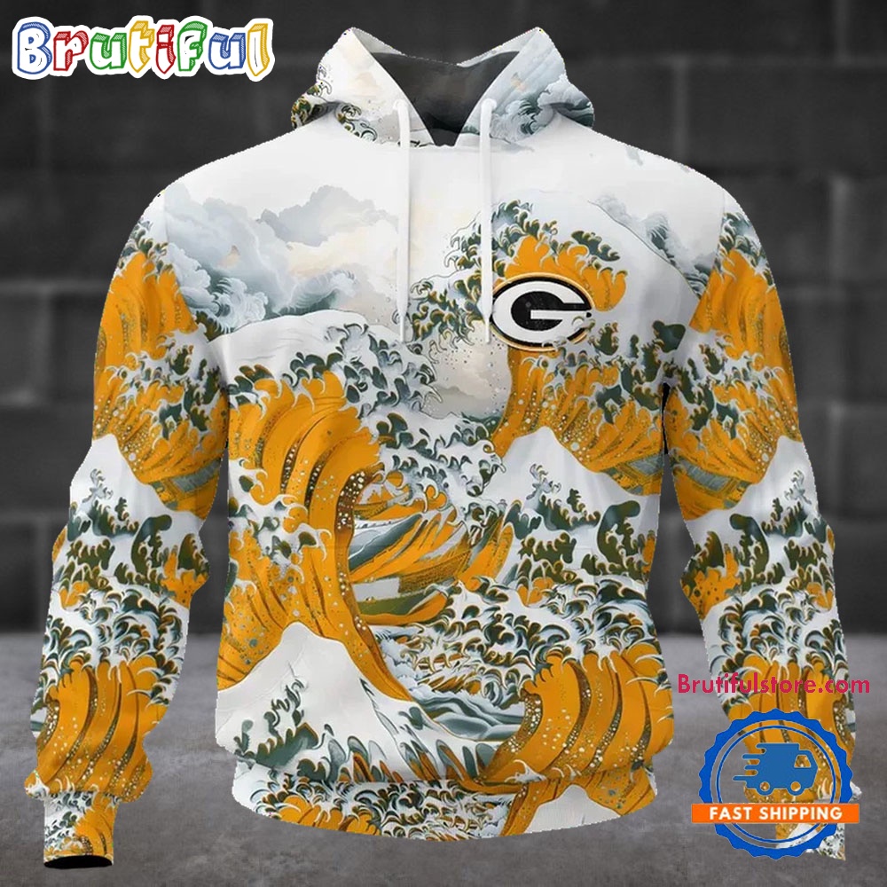 NFL Green Bay Packers Football Great Wave All Over Print Hoodie 1