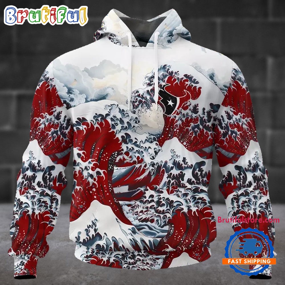 NFL Houston Texans Football Great Wave All Over Print Hoodie 1