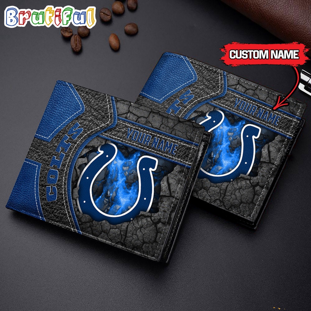 NFL Indianapolis Colts Football Custom Name Mens Leather Wallet 1