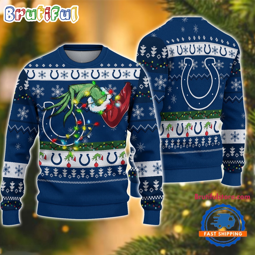 NFL Indianapolis Colts Special Grinchs Hand Football Christmas Ugly Sweater