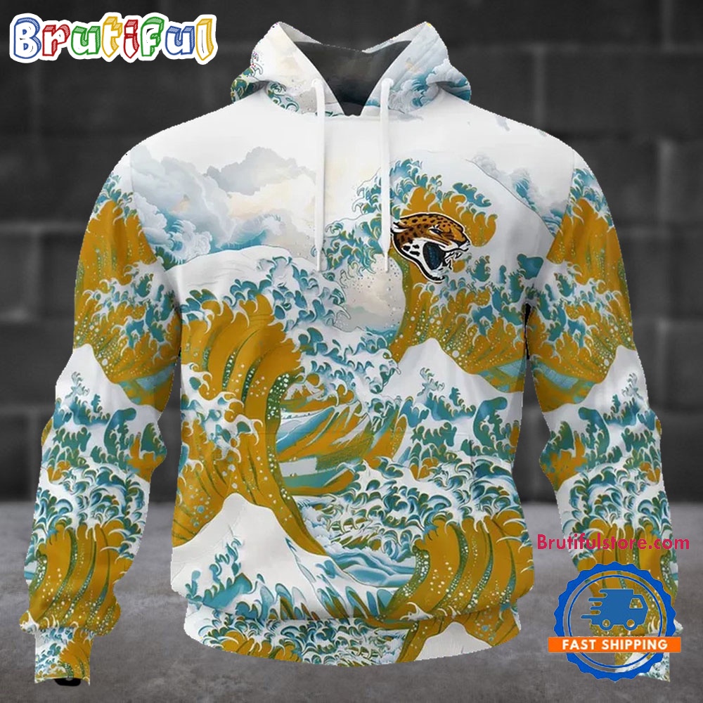 NFL Jacksonville Jaguars Football Great Wave All Over Print Hoodie 1