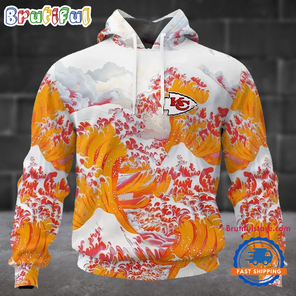 NFL Kansas City Chiefs Football Great Wave All Over Print Hoodie 1
