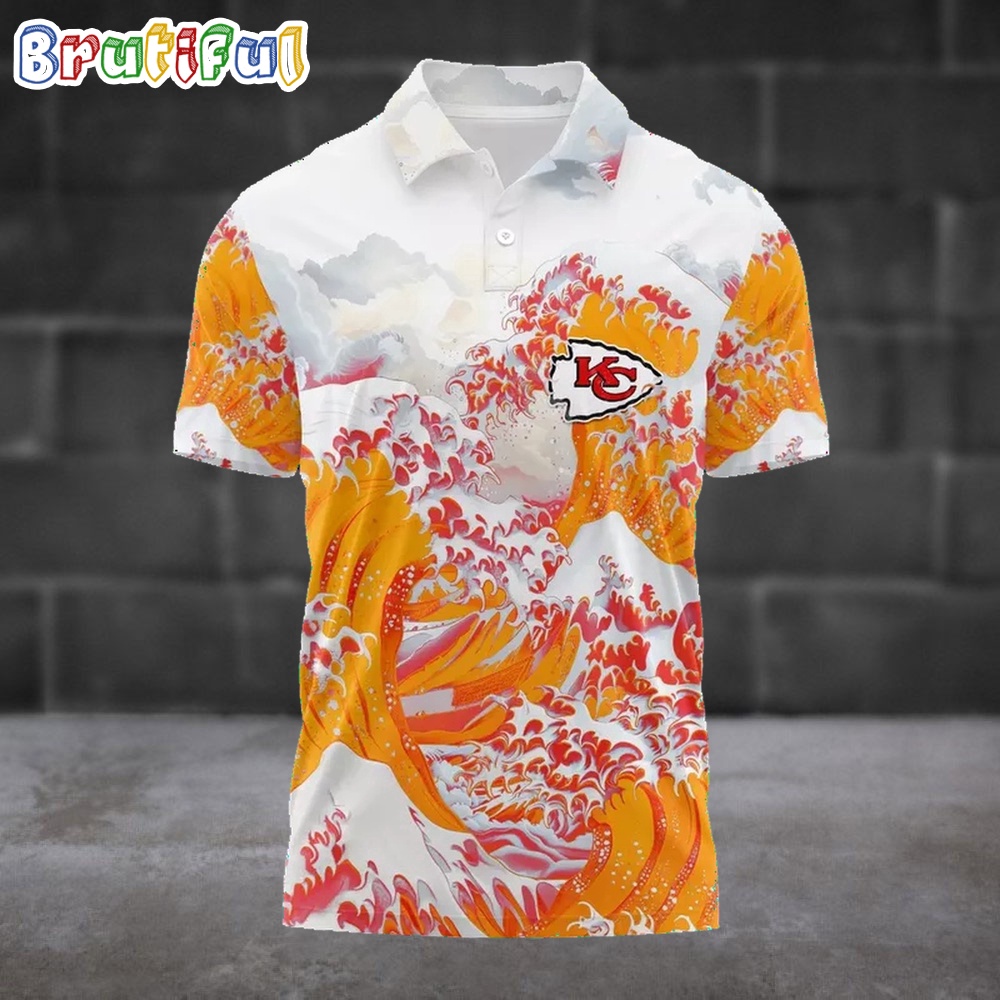 NFL Kansas City Chiefs Football Great Wave Polo Shirt 1