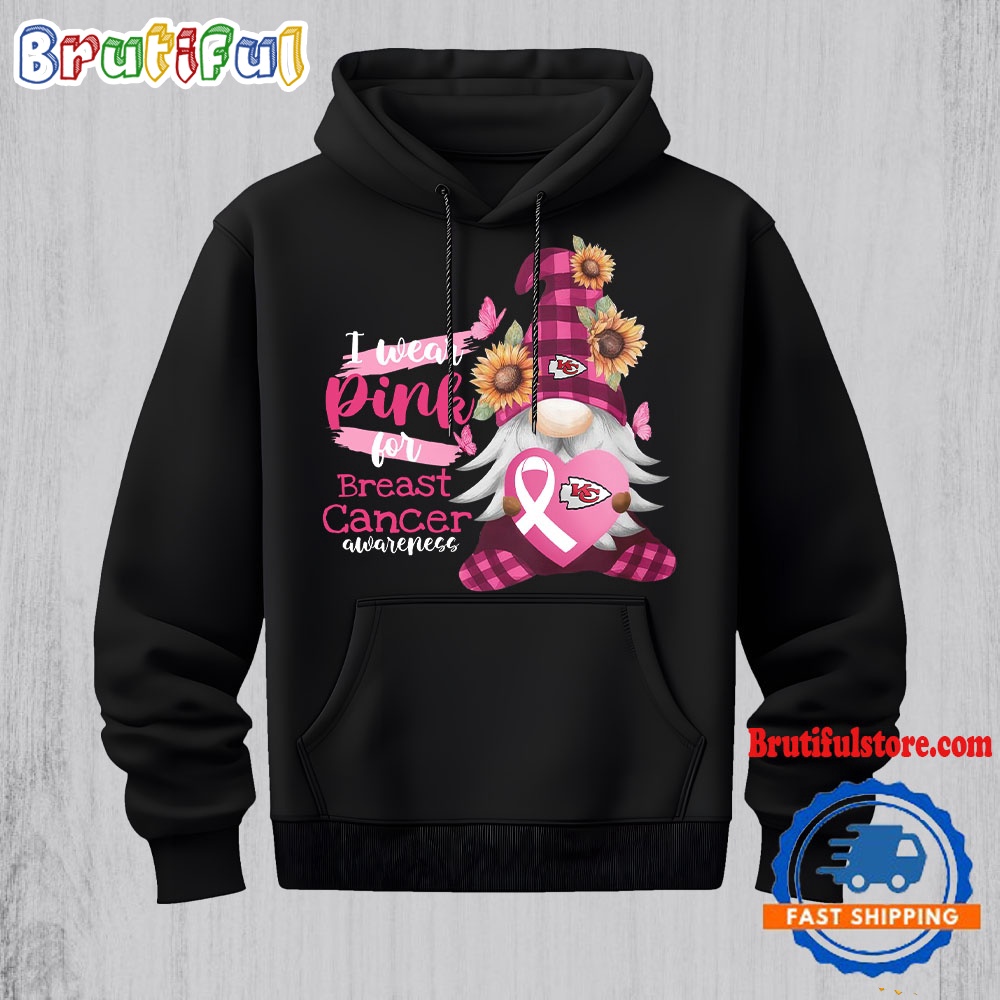 NFL Kansas City Chiefs Special Gnomes Flower In October I Wear Pink For Breast Cancer Awareness Hoodie