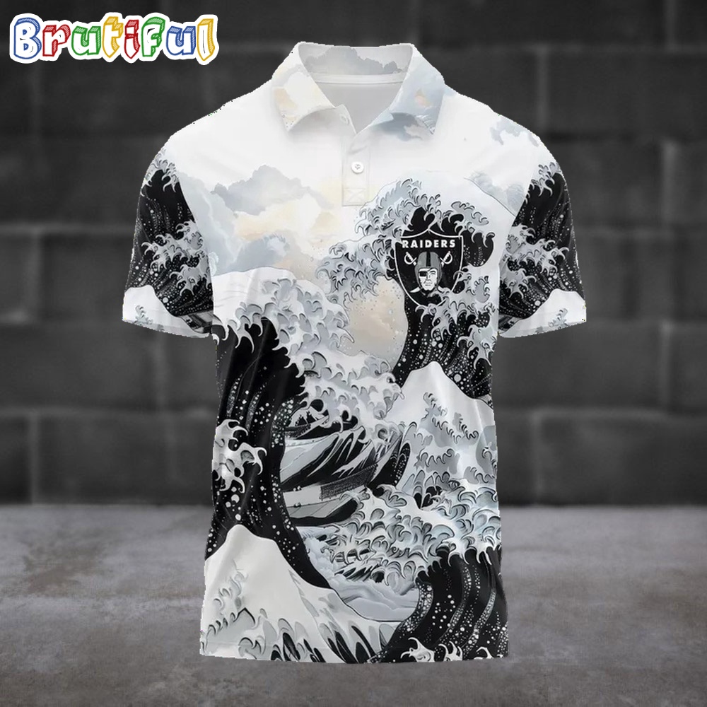 NFL Las Vegas Raiders Football Great Wave Polo Shirt 1