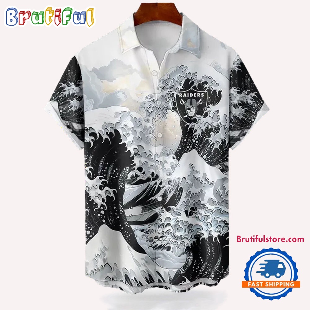NFL Las Vegas Raiders Football Special Great Wave Hawaiian Shirt 1