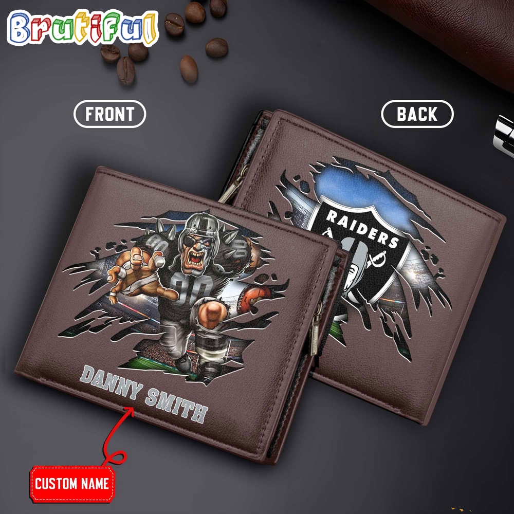 NFL Las Vegas Raiders Mascot Football Mens Leather Wallet 2