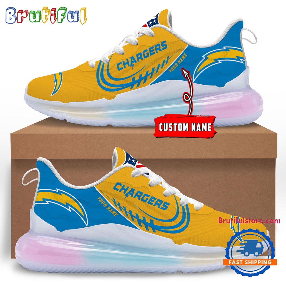 NFL Los Angeles Chargers Womens Rainbow Atmospheric Cushion Running Shoes Football Womens Shoes