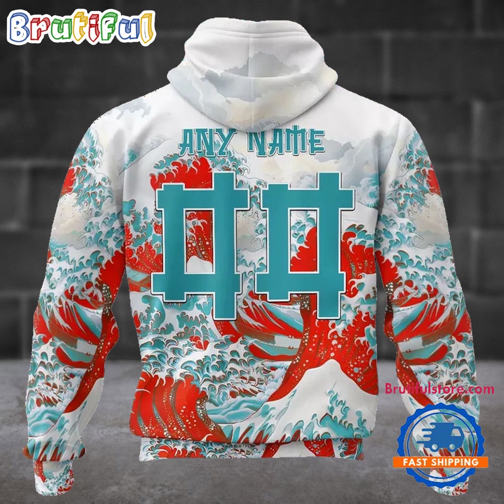 NFL Miami Dolphins Football Great Wave All Over Print Hoodie 2
