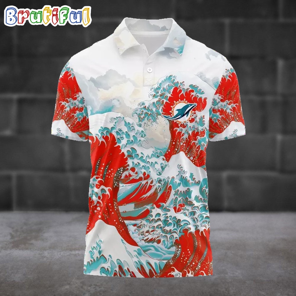 NFL Miami Dolphins Football Great Wave Polo Shirt 1