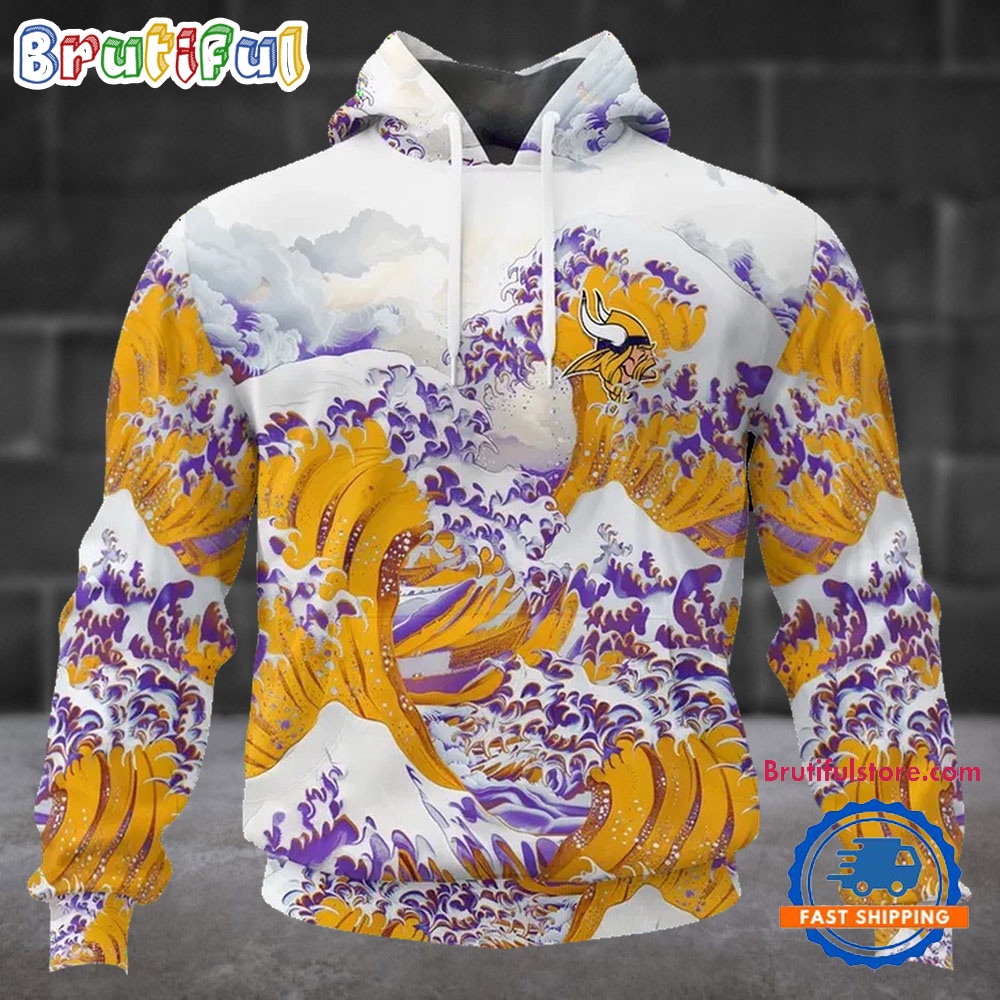 NFL Minnesota Vikings Football Great Wave All Over Print Hoodie 1