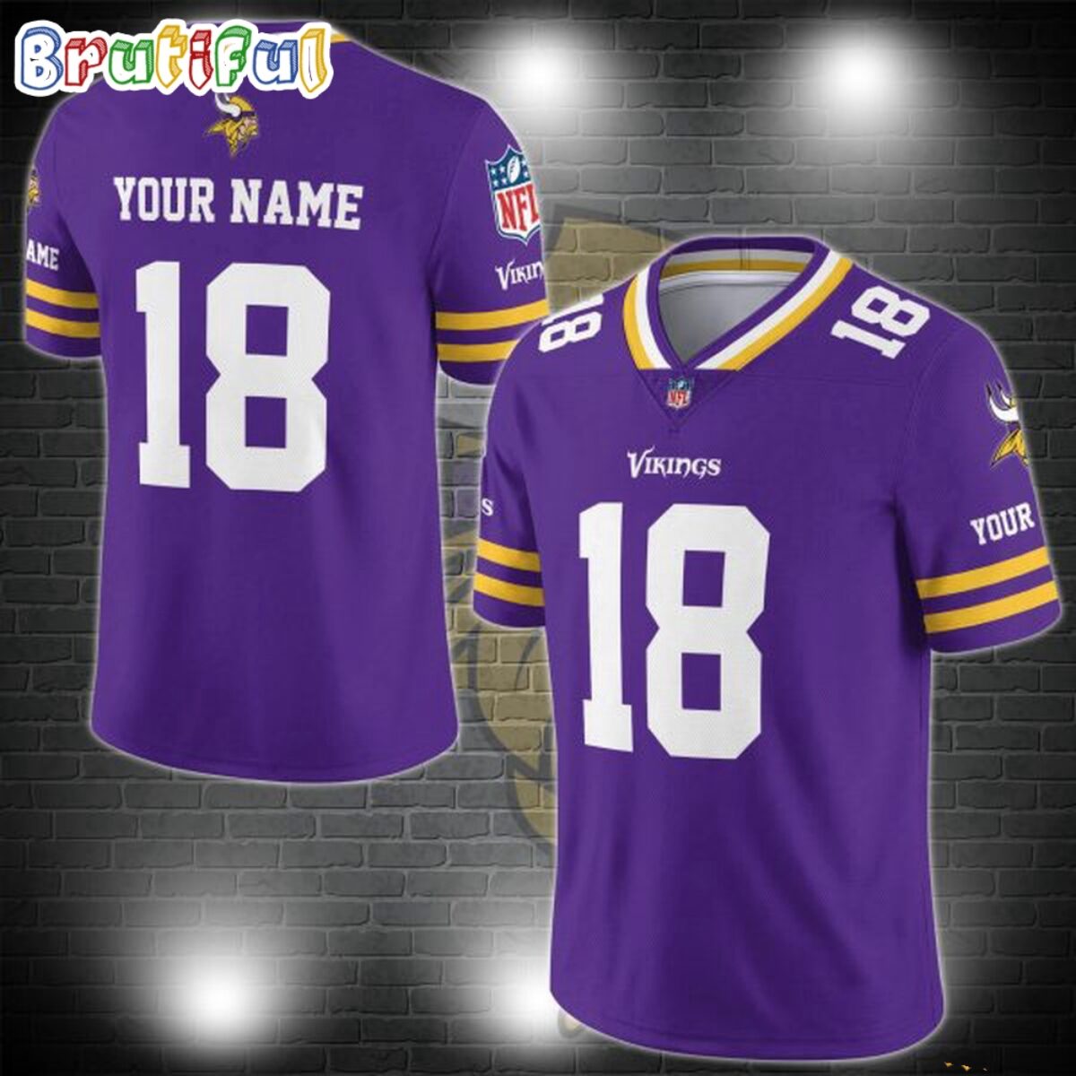 NFL Minnesota Vikings Logo Team Custom Football Jersey, Football