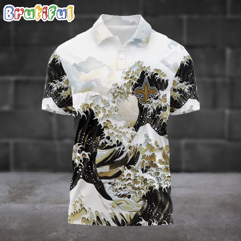 NFL New Orleans Saints Football Great Wave Polo Shirt 1