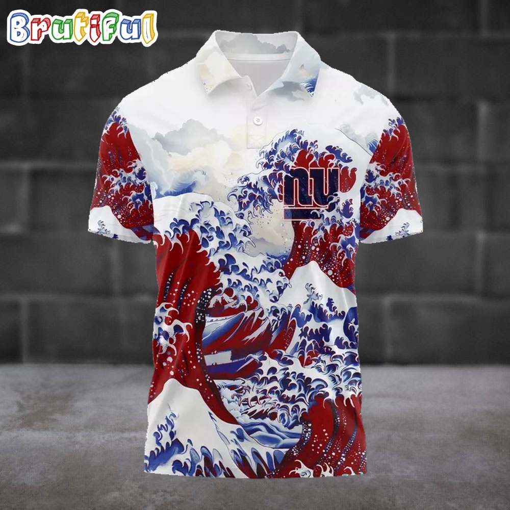 NFL New York Giants Football Great Wave Polo Shirt 1