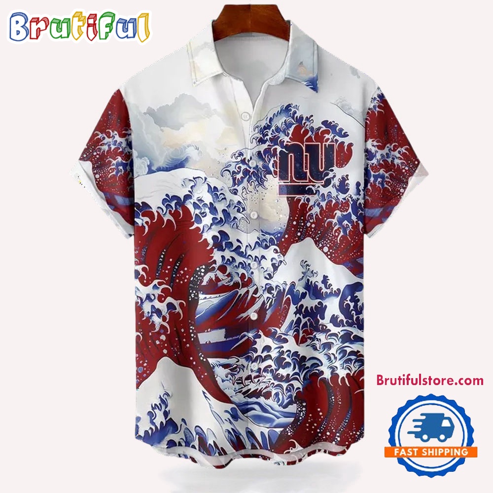 NFL New York Giants Football Special Great Wave Hawaiian Shirt 1