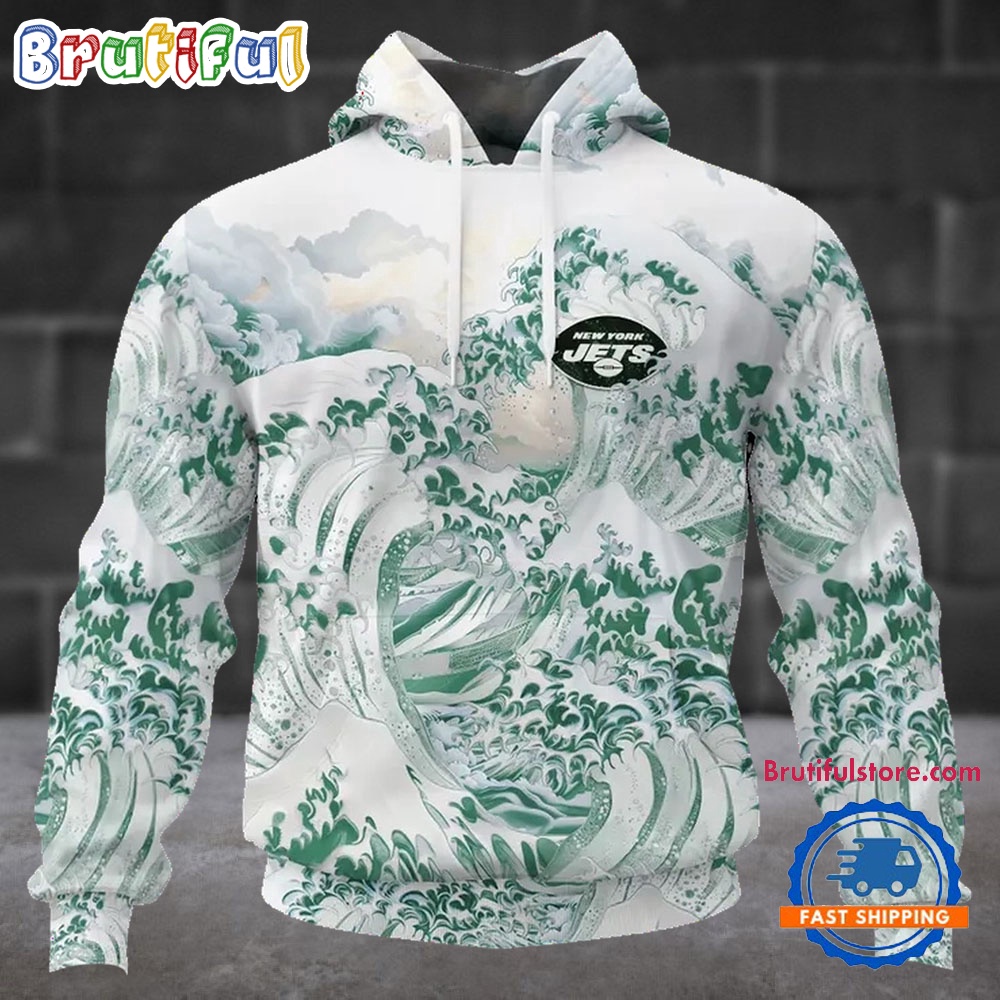 NFL New York Jets Football Great Wave All Over Print Hoodie 1