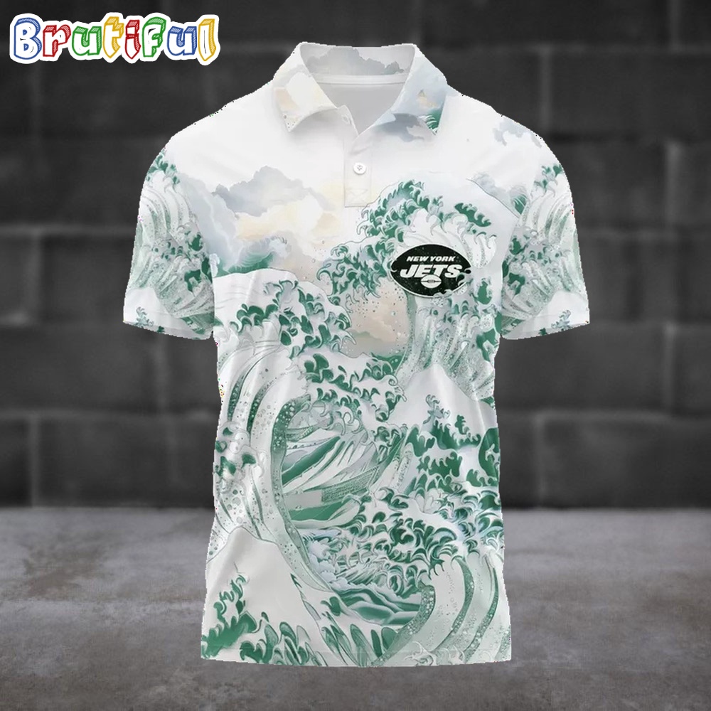 NFL New York Jets Football Great Wave Polo Shirt 1