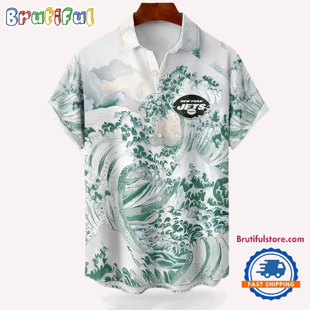 NFL New York Jets Football Special Great Wave Hawaiian Shirt 1