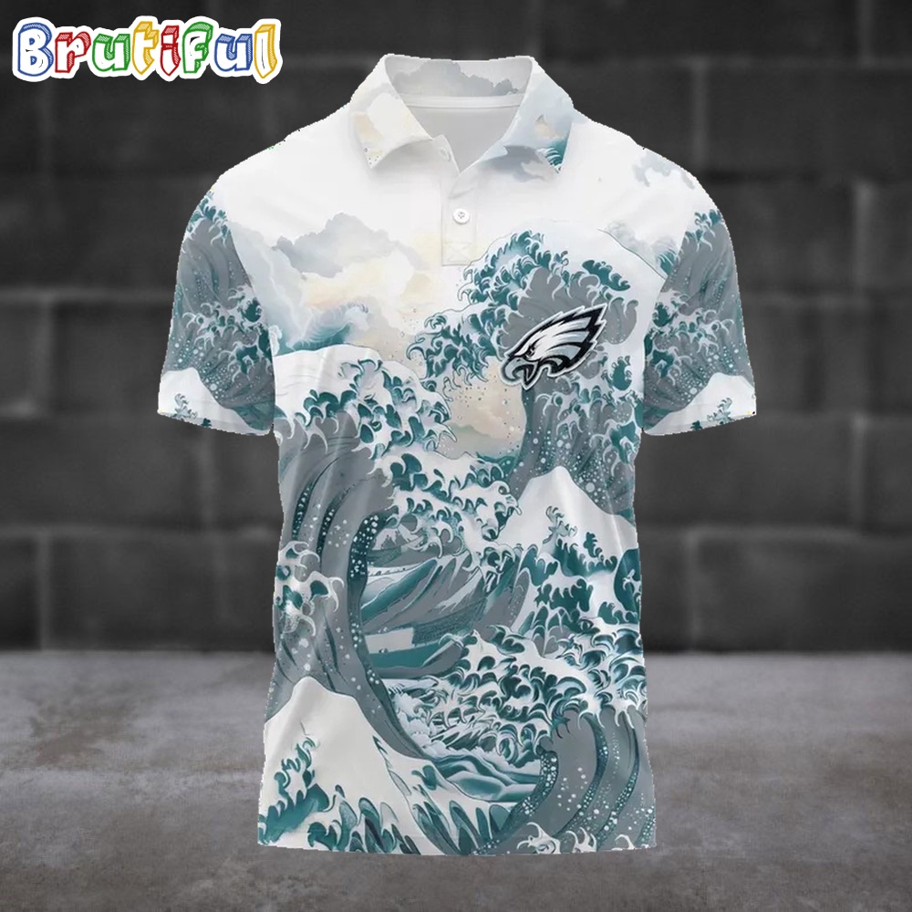 NFL Philadelphia Eagles Football Great Wave Polo Shirt 1