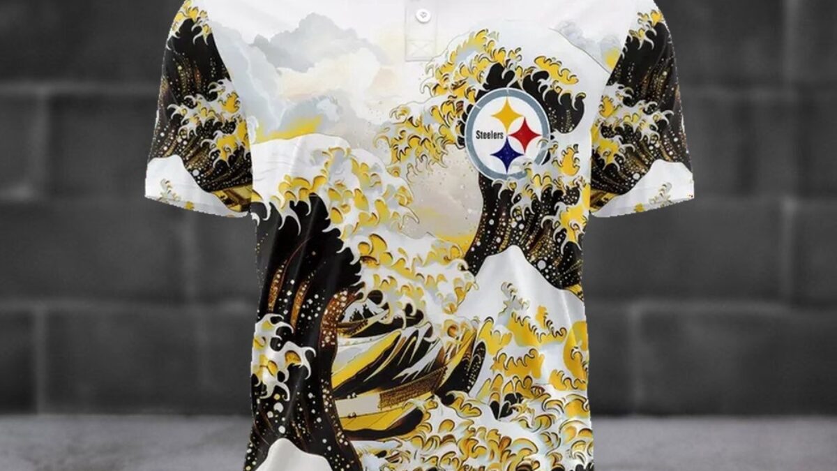 NFL Pittsburgh Steelers Football Great Wave Polo Shirt