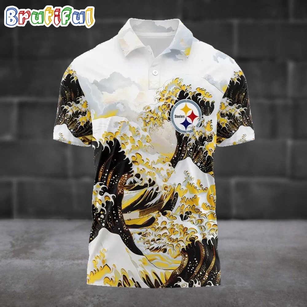 NFL Pittsburgh Steelers Football Great Wave Polo Shirt 1