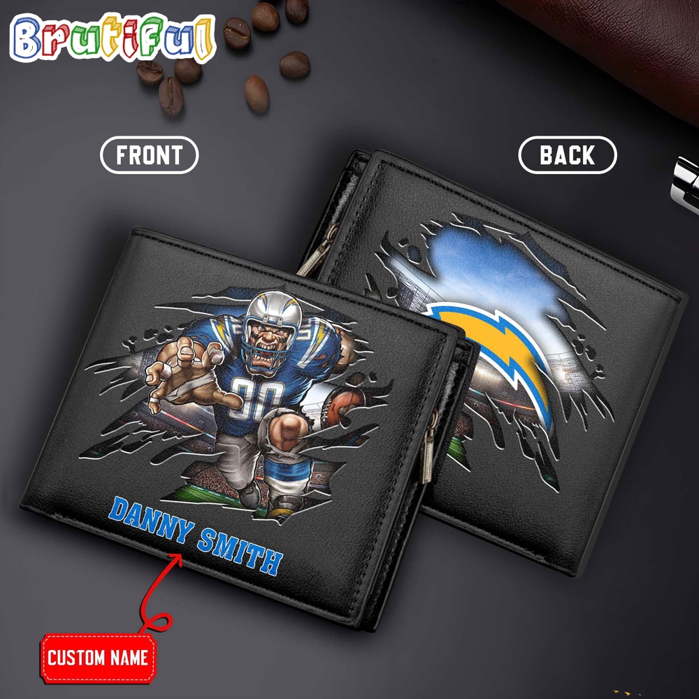 NFL San Diego Chargers Mascot Football Mens Leather Wallet 1