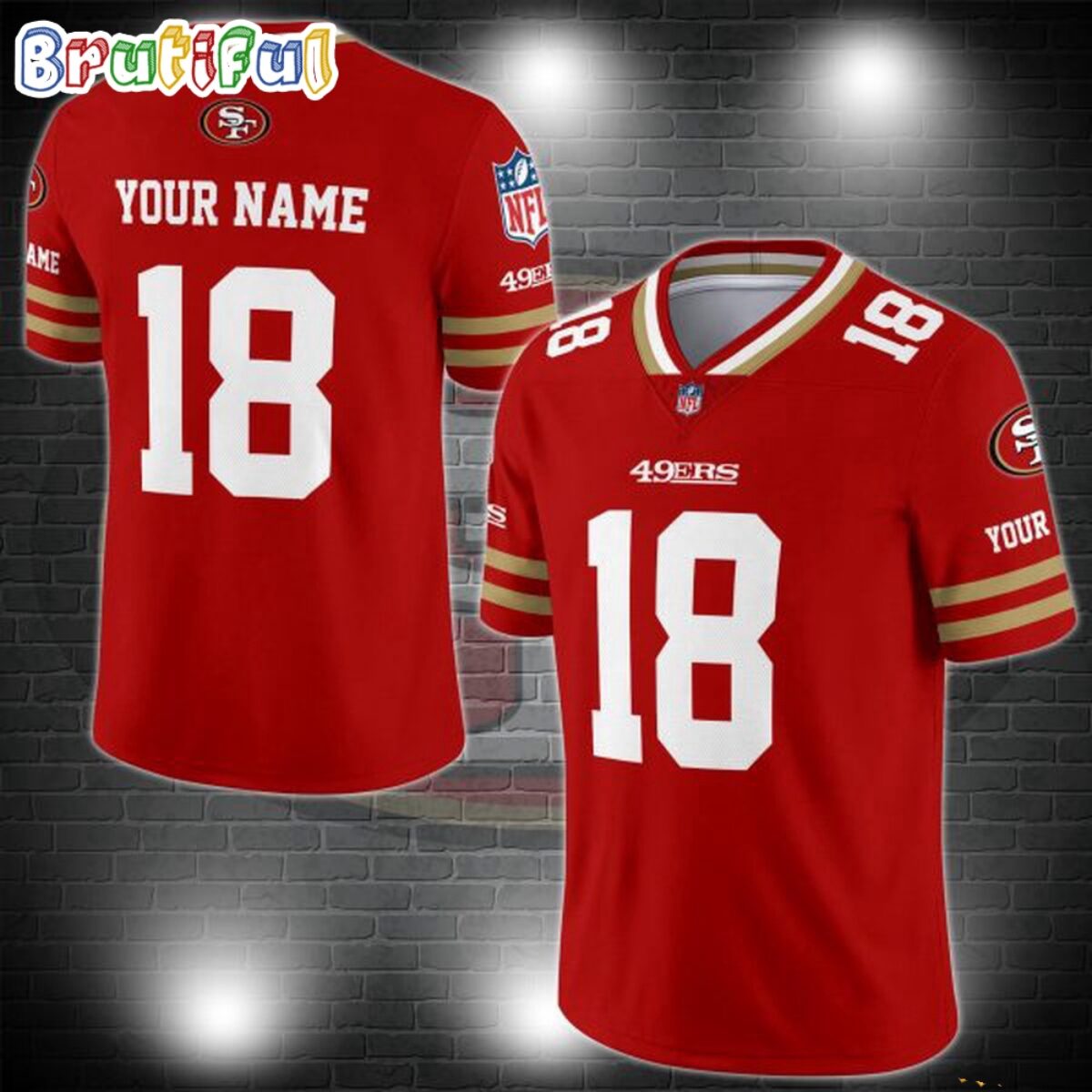 NFL San Francisco 49ers Logo Team Custom Football Jersey