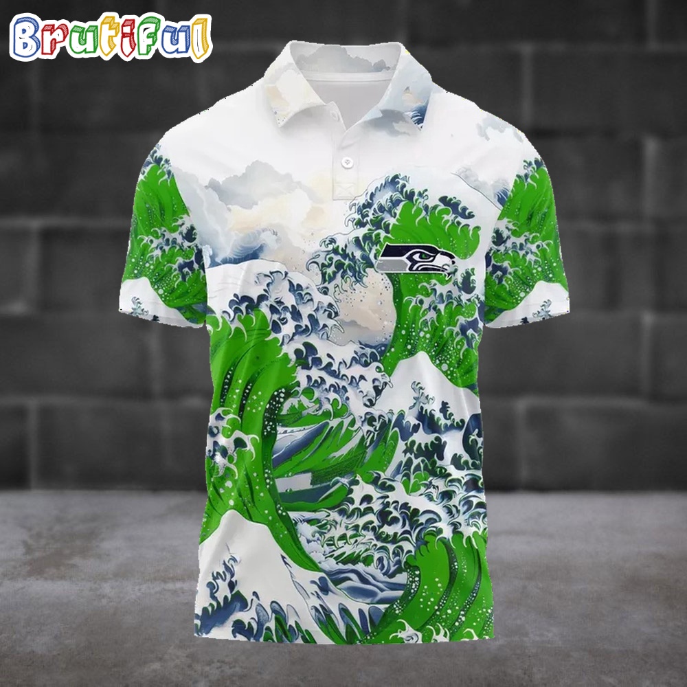 NFL Seattle Seahawks Football Great Wave Polo Shirt 1