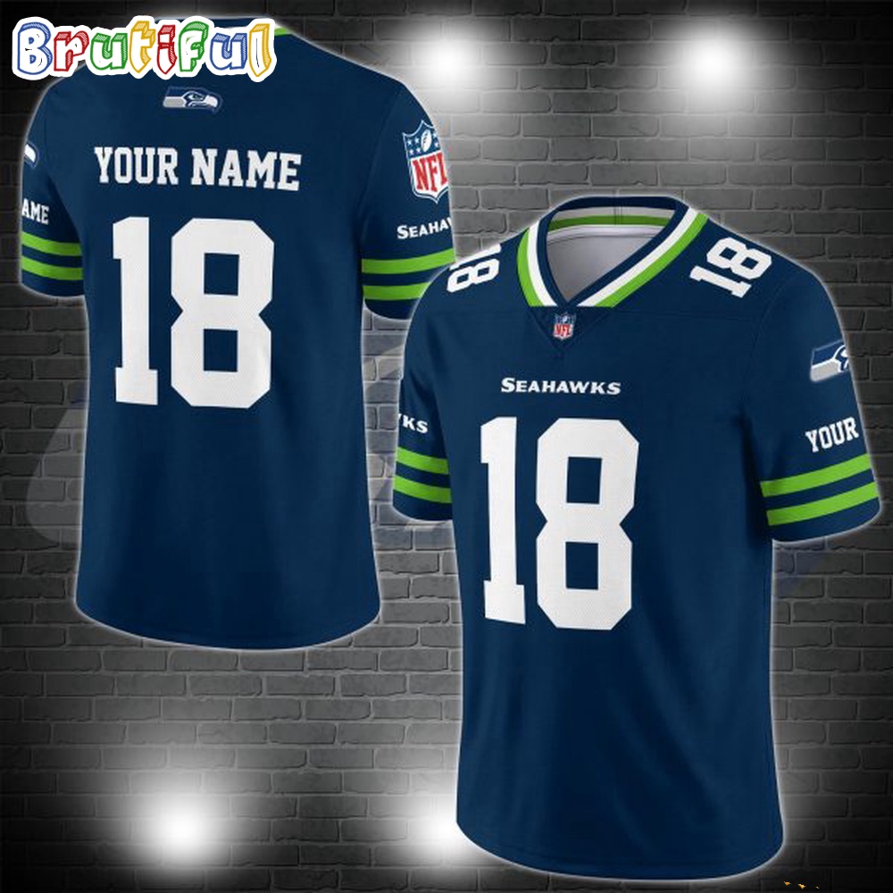 NFL Seattle Seahawks Logo Team Custom Football Jersey Football Jersey Shirt