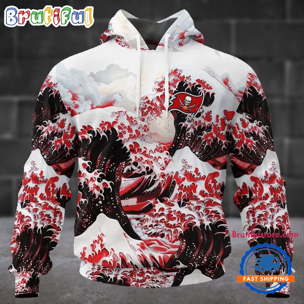 NFL Tampa Bay Buccaneers Football Great Wave All Over Print Hoodie 1