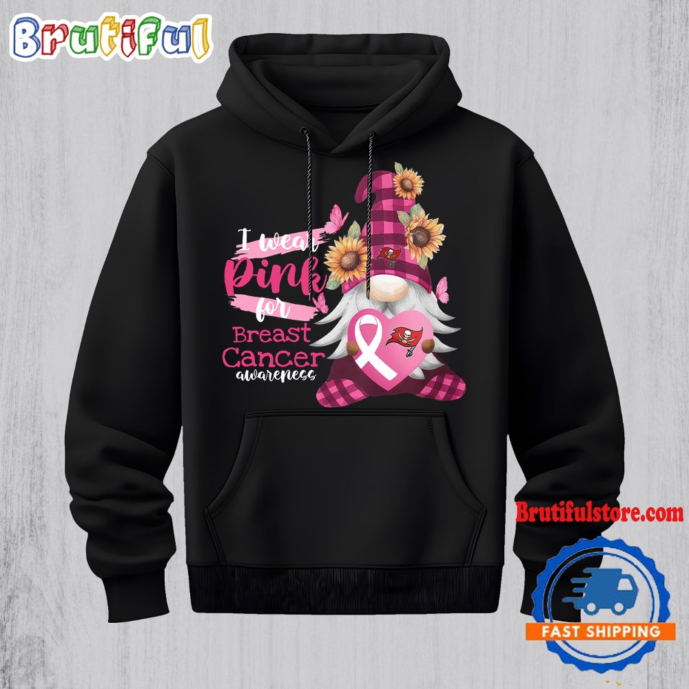 NFL Tampa Bay Buccaneers Special Gnomes Flower In October I Wear Pink For Breast Cancer Awareness Hoodie