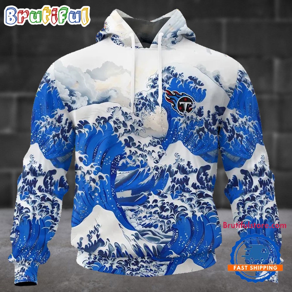 NFL Tennessee Titans Football Great Wave All Over Print Hoodie 1