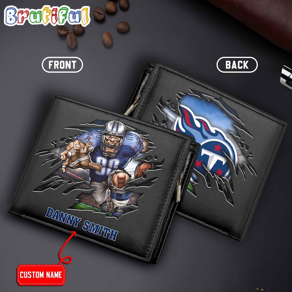 NFL Tennessee Titans Mascot Football Mens Leather Wallet 1
