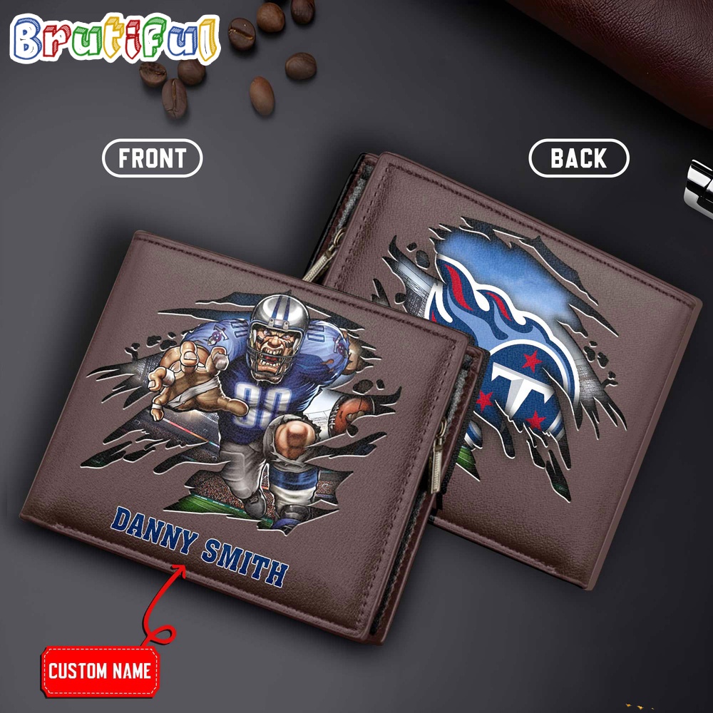 NFL Tennessee Titans Mascot Football Mens Leather Wallet 2