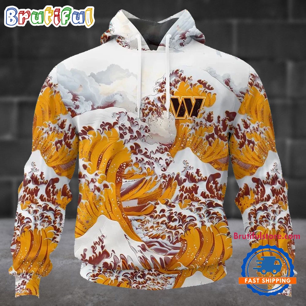 NFL Washington Commanders Football Great Wave All Over Print Hoodie 1