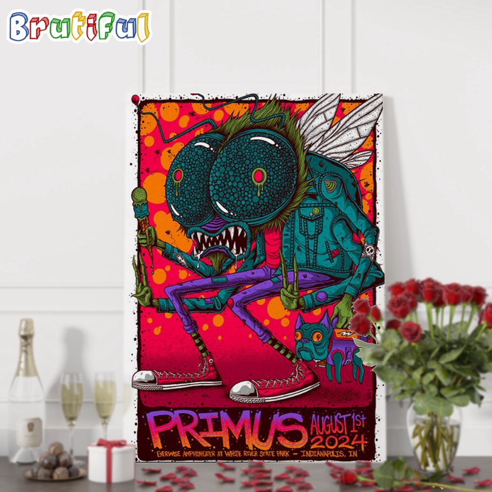 Primus August 1 2024 Everwise Amphitheater At White River State Park Indianapolis IN Tour Poster Canvas