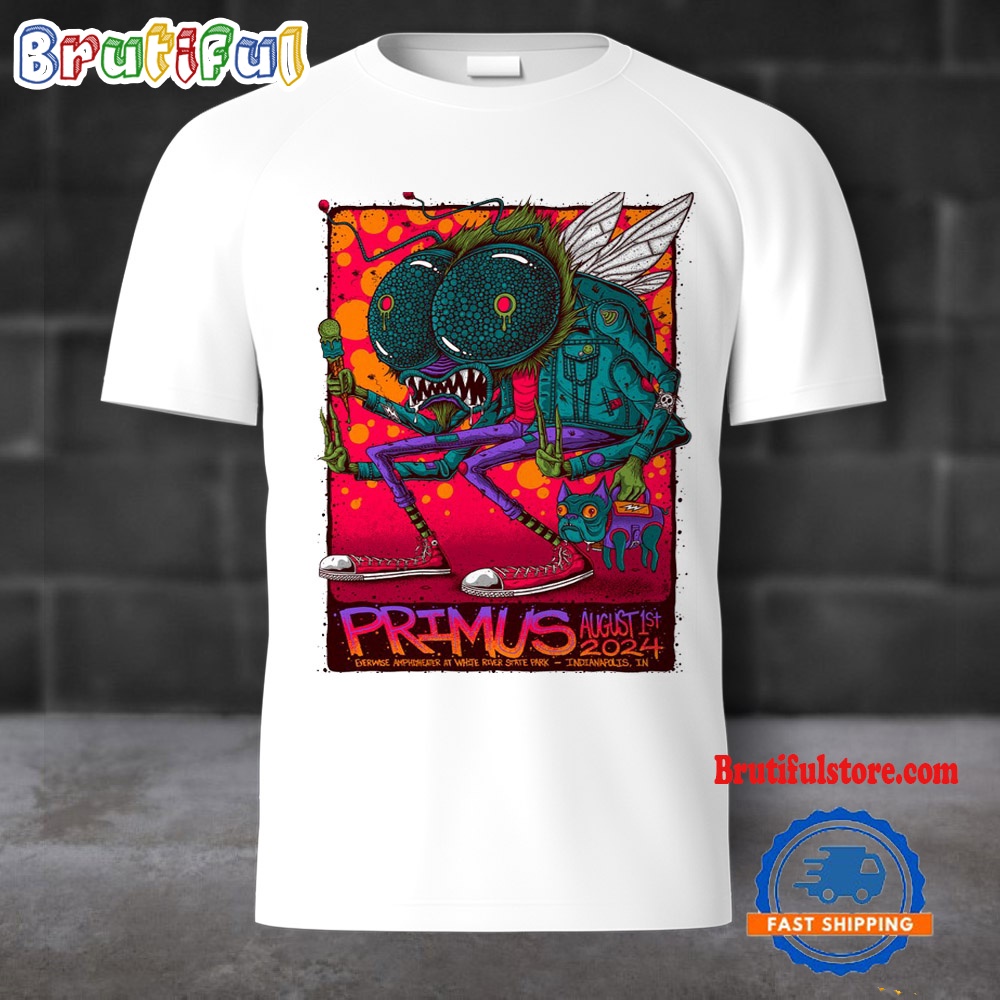 Primus August 1 2024 Everwise Amphitheater At White River State Park Indianapolis IN Tour T Shirt
