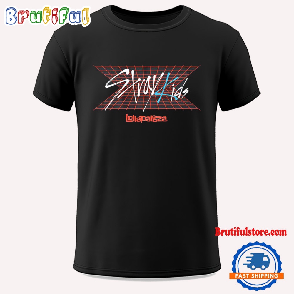 Stray Kids Lollapalooza Retro Grid Logo Festival T Shirt