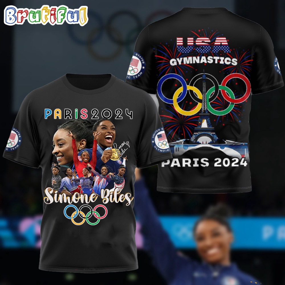 USA Simone Biles Gymnastics Paris 2024 3D Shirt1
