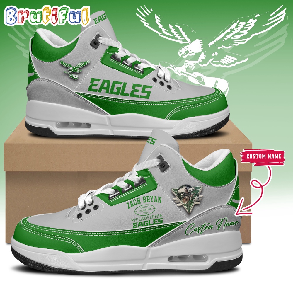 Zach Bryan Philadelphia Eagles The Quittin Time Tour 2024 Air Jordan 4 Shoes Sneaker
